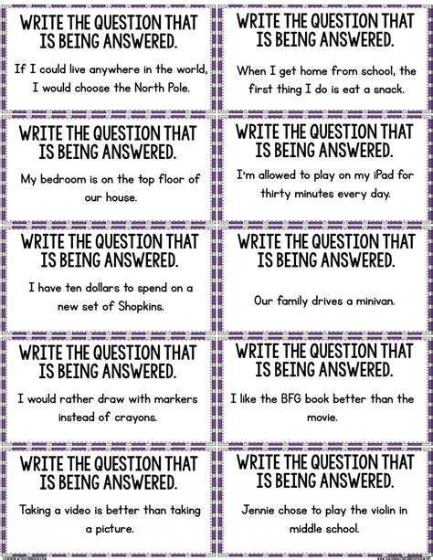restating the question worksheet middle school